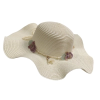 کلاه زنانه مدل حصیری گل گیپوری رنگ شیری