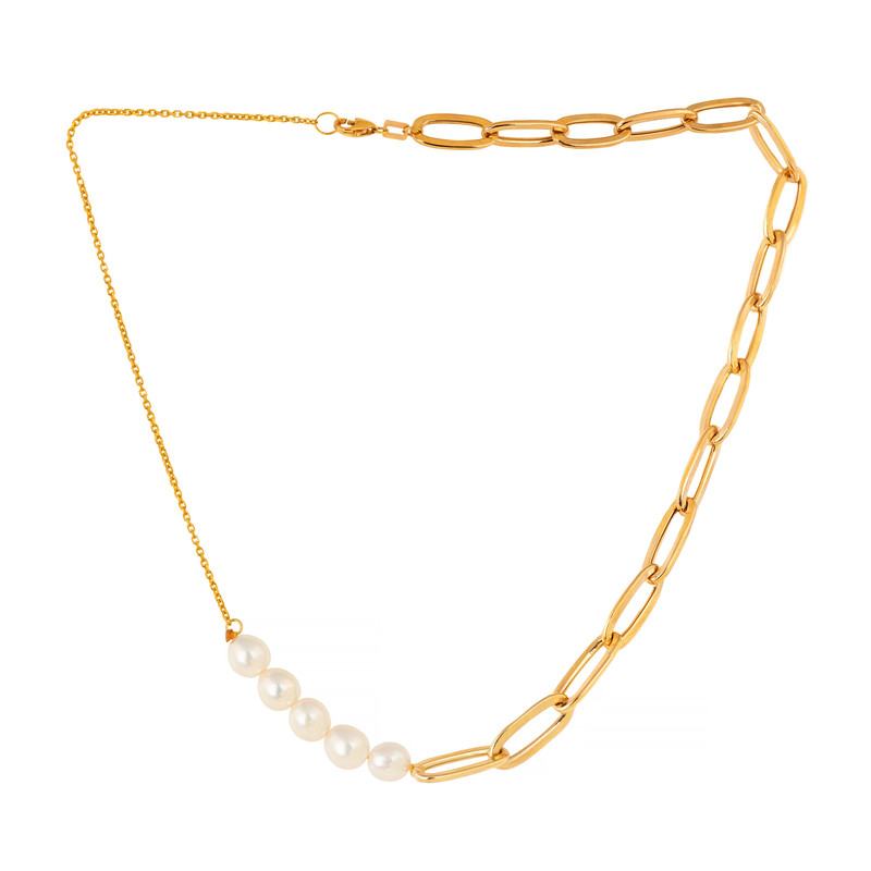 گردنبند طلا 18 عیار زنانه درنیتا گلد مدل زنجیر هرمس مروارید کد 417XN