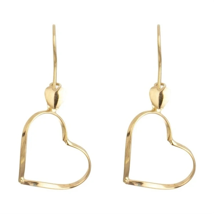 گوشواره آویزی طلا 18 عیار زنانه طلای کامک مدل قلب