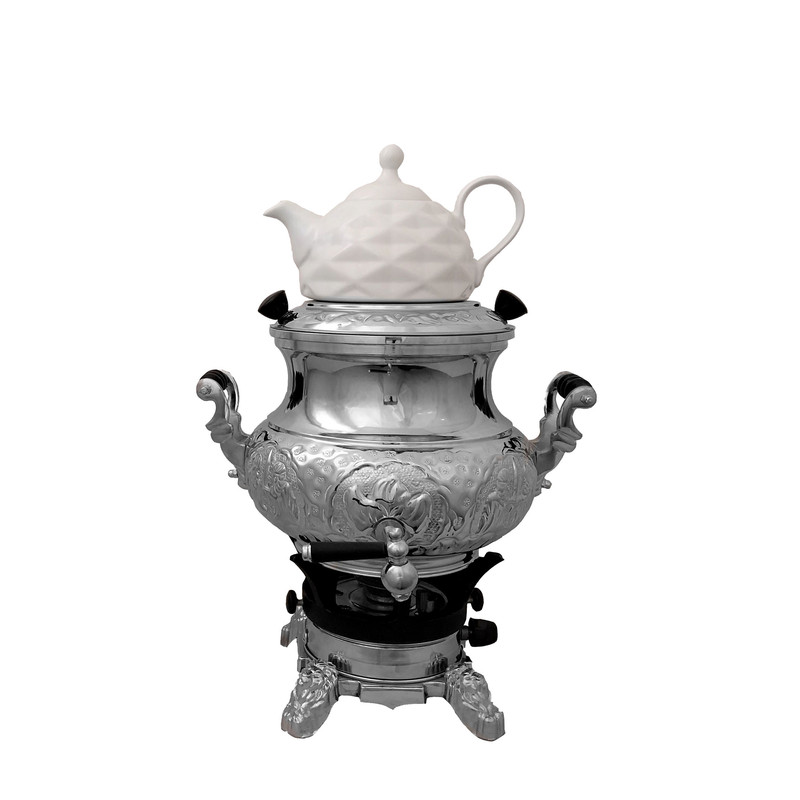 سماور گازی سبحان مدل مینیاتور گنجایش 6 لیتر به همراه قوری