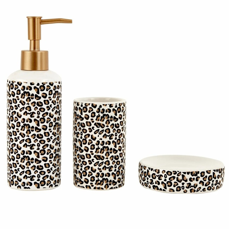 ست سرویس بهداشتی سه پارچه کاراجا هوم مدل Leopar پلنگی