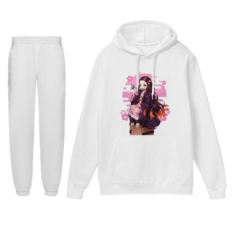 ست هودی و شلوار زنانه طرح انیمه شیطان کش Demon Slayer