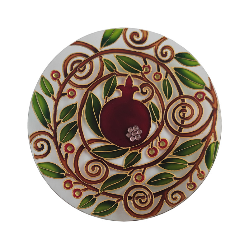 بشقاب دیوارکوب ویترای طرح انار مدل نگین کوبی