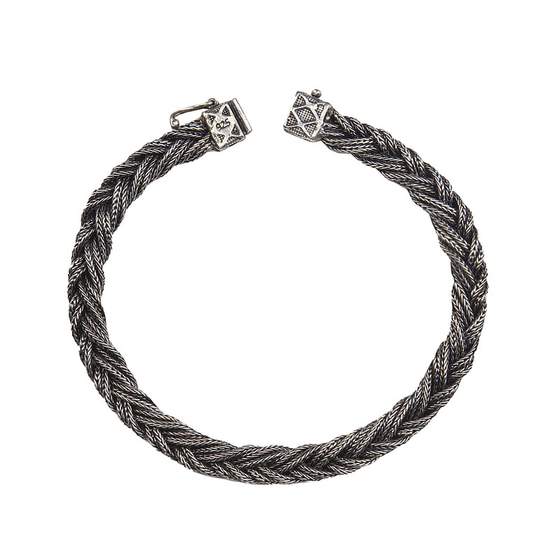 خرید و قیمت دستبند نقره مردانه مدل بافت ترک کد DP_734