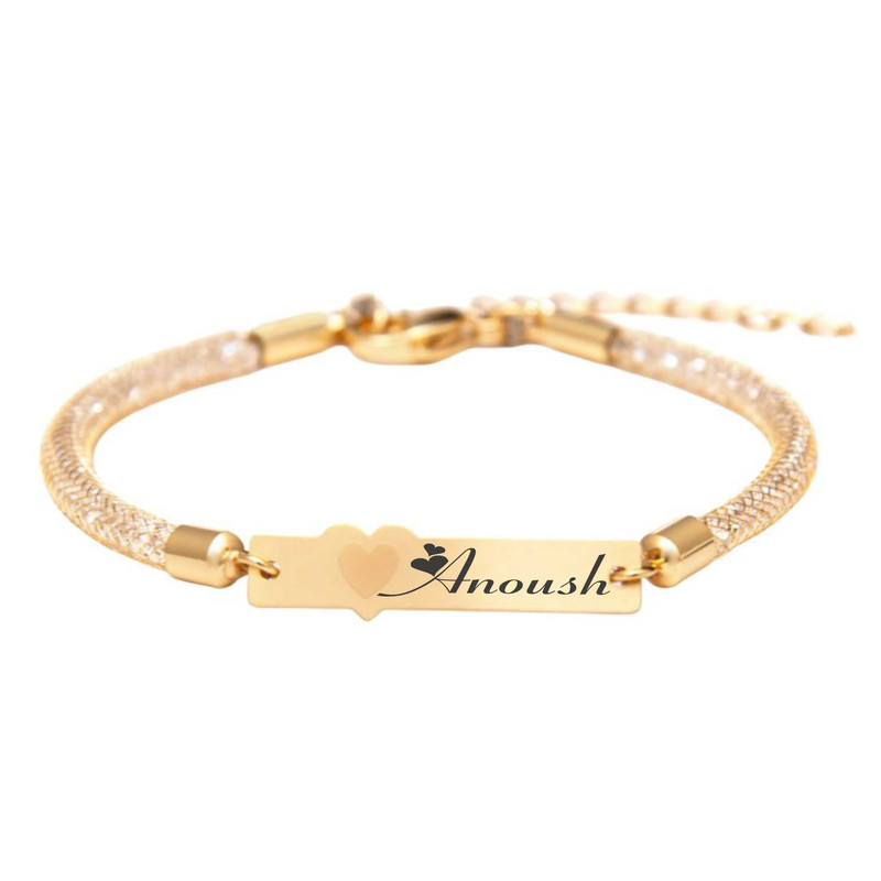 خرید و قیمت دستبند بند و طلا 18 عیار زنانه لیردا مدل اسم انوش 30309