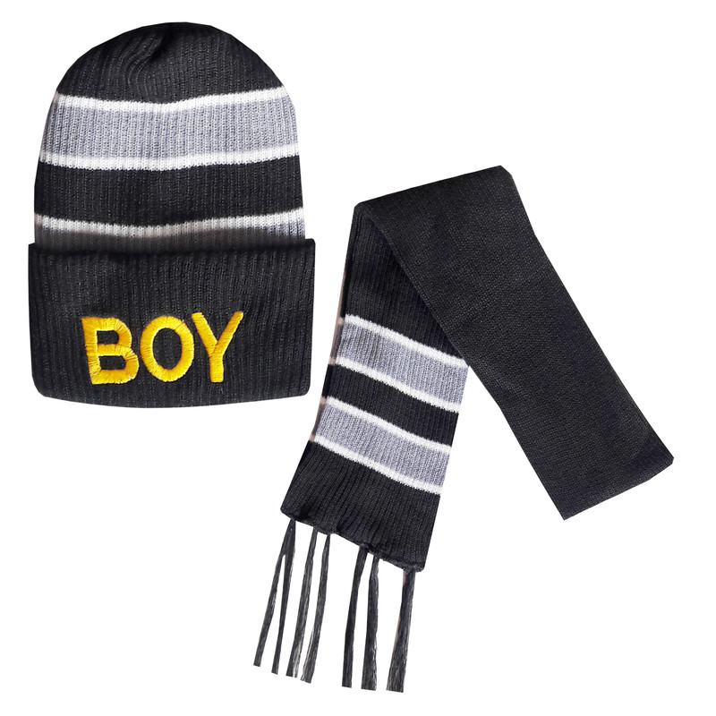 خرید و قیمت ست کلاه و شال گردن بافتنی پسرانه مدل ASD-126