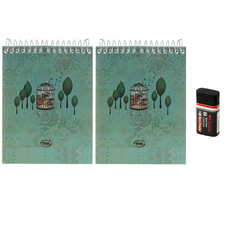 دفتر یادداشت 80 برگ کلیپس مدل 657 به همراه پاک کن مجموعه 3 عددی