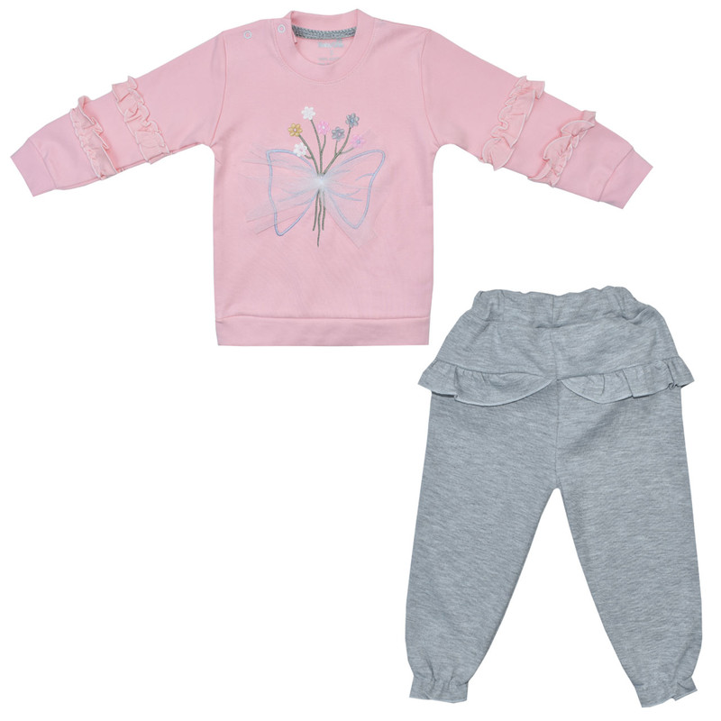 ست سویشرت و شلوار نوزادی بی بی وان مدل گل توردار کد 4