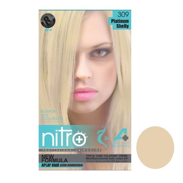 کیت رنگ مو و ابرو نیتروپلاس شماره 309 حجم 100 میلی لیتر رنگ صدفی پلاتینه