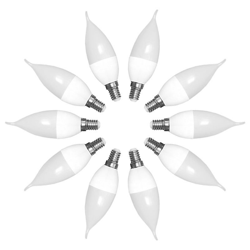 خرید و قیمت لامپ اس ام دی 7 وات ای دی سی مدل شمعی اشکی پایه E14 بسته 10 عددی