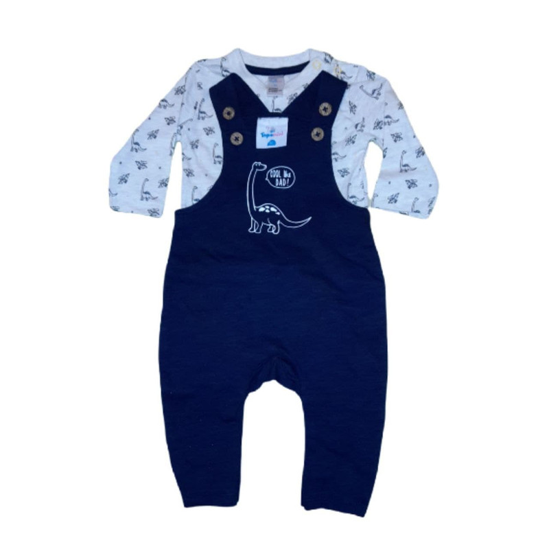 ست تیشرت و سرهمی نوزادی پسرانه توپومینی مدل دایناسور