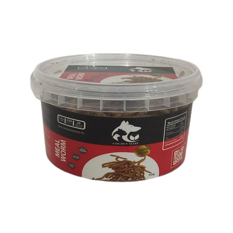 خرید و قیمت میلورم خشک شده پرندگان گلدن ماری مدل Meal worm وزن 50گرم