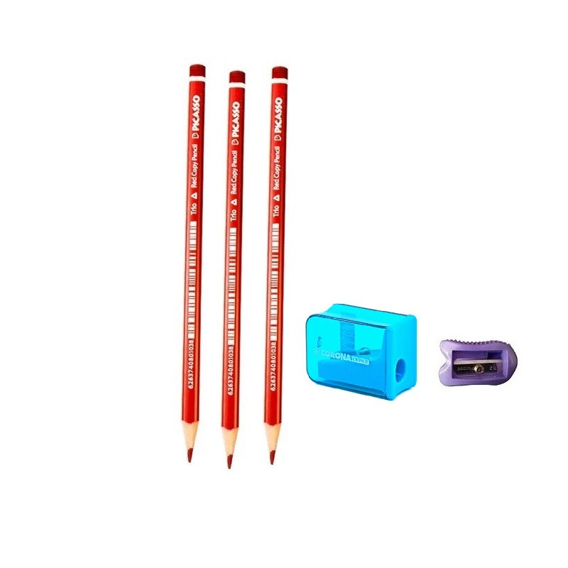 مداد قرمز پیکاسو مدل رنگین به همراه تراش بسته 5 عددی