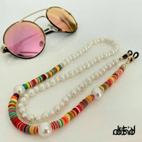 بند عینک لاکچری زنانه ساخته شده از مروارید و فیمو رنگی