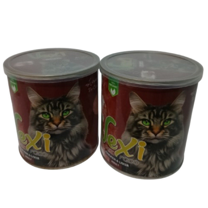 کنسرو غذای گربه وکسی مدل مرغ و جگر وزن 800 گرم مجموعه دو عددی