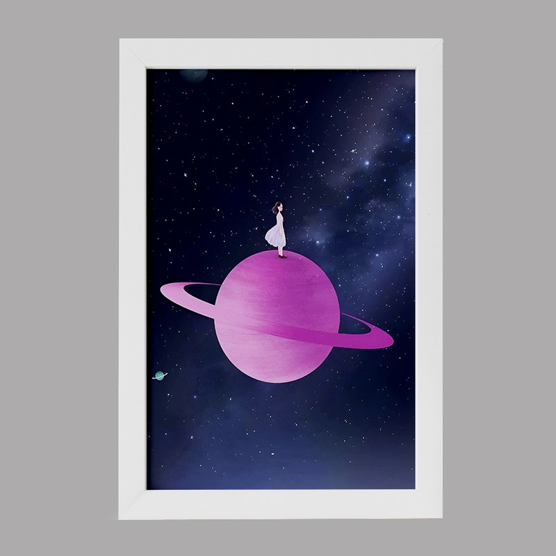 تابلو خندالو مدل دختر و کهکشان کد F3594