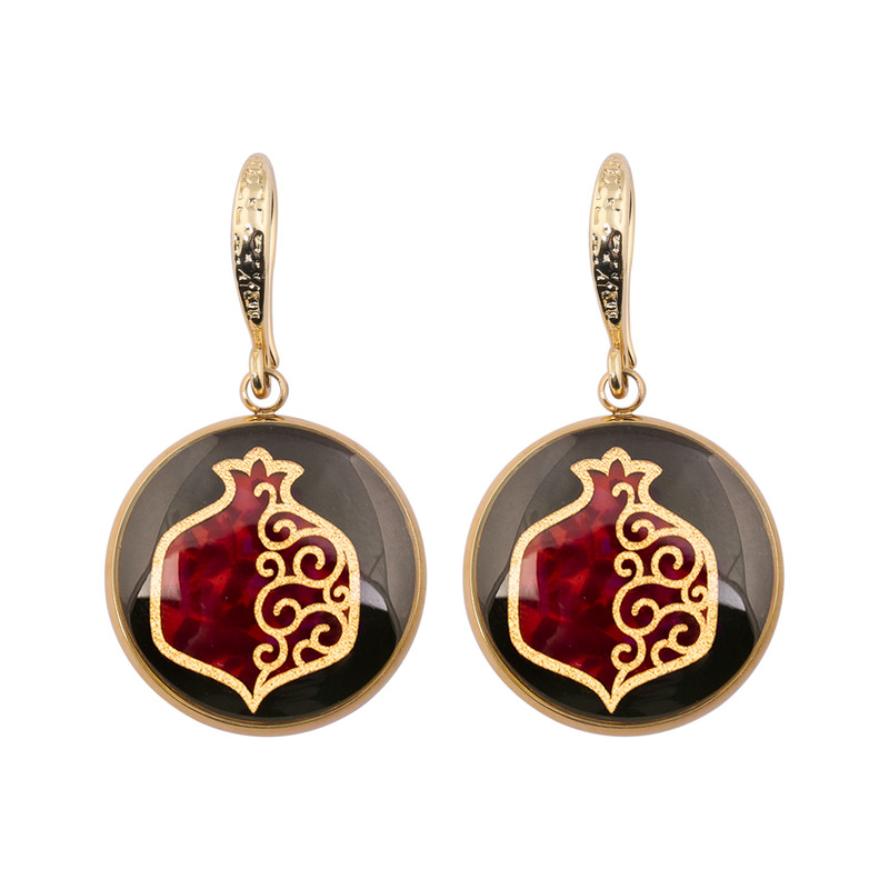 گوشواره زنانه الون مدل عقیق طرح انار