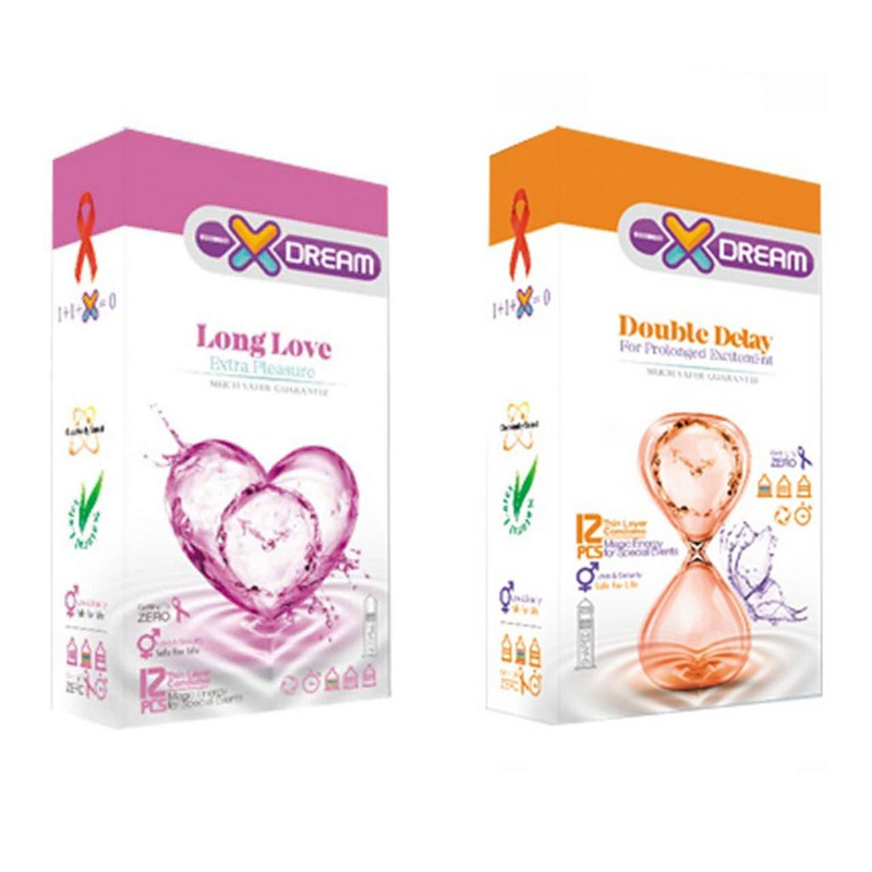 خرید و قیمت پک 2 عددی کاندوم ایکس دریم مدل تاخیری مضاعف بسته دو عددی