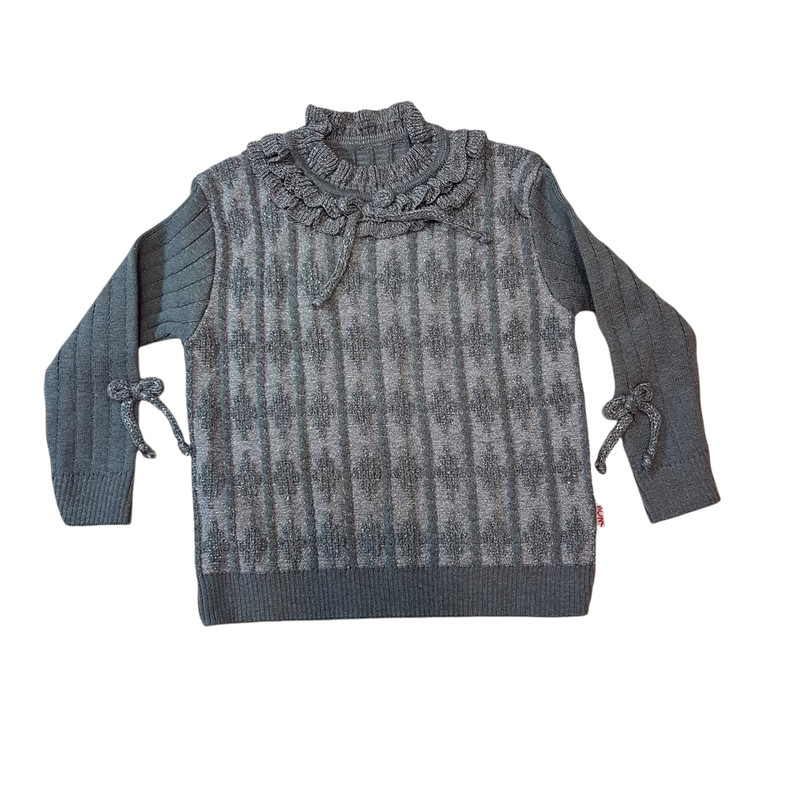 پلیور دخترانه طرح لمه مدل ASH212 رنگ طوسی