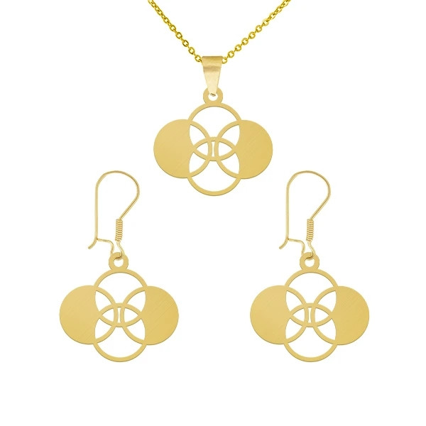 خرید و قیمت نیم ست طلا 18 عیار زنانه رضا گلد مدل دایره