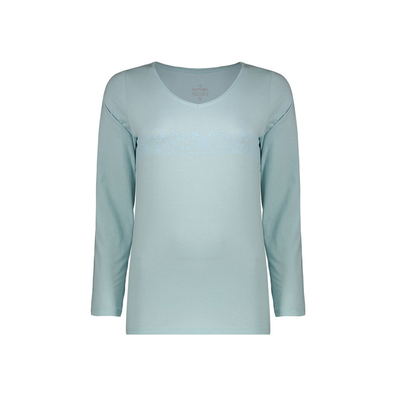 تی شرت آستین بلند زنانه اویاندا مدل moj 24689 آبی روشن