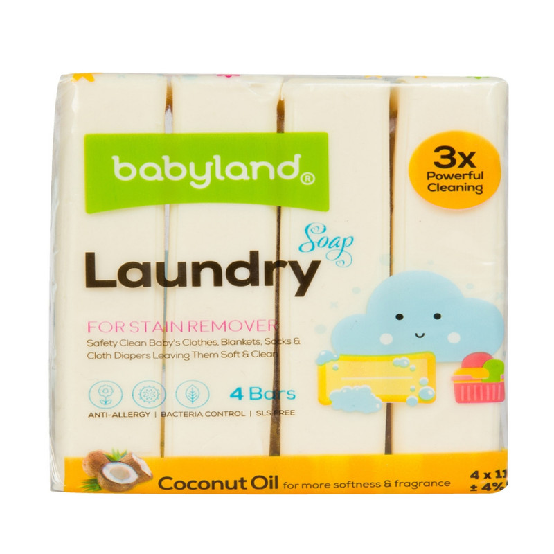 خرید و قیمت صابون رختشویی بیبی لند مدل coconut oil وزن 440 گرم بسته 4 عددی