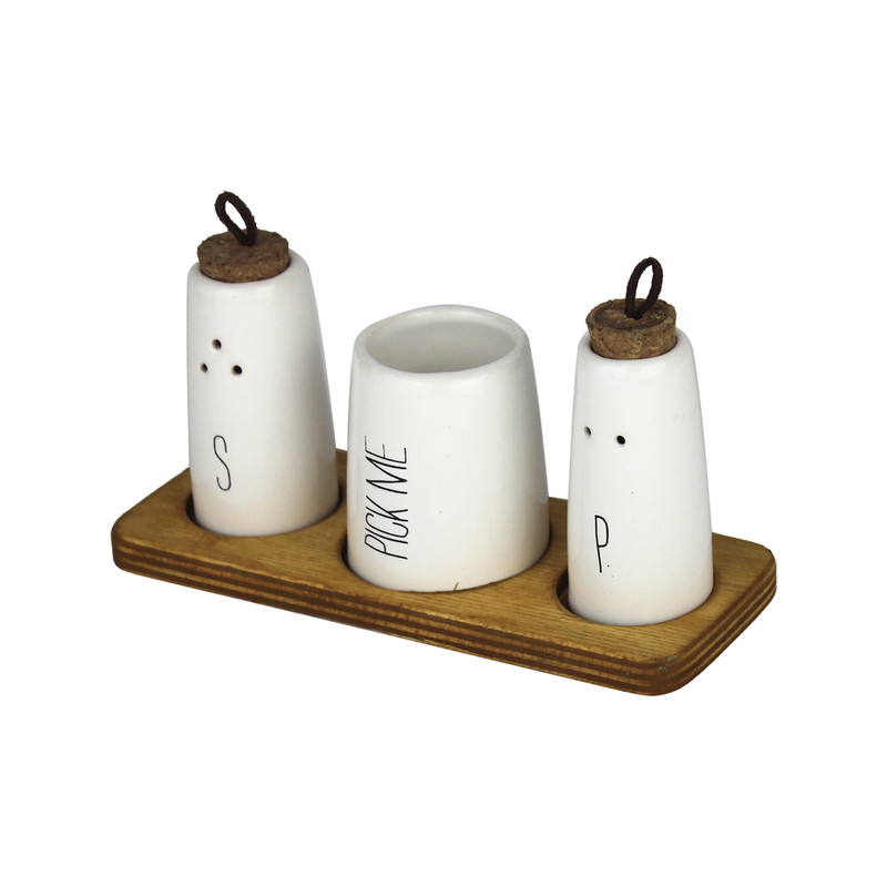 ست نمک پاش و فلفل پاش و ظرف خلال دندان ام وي اچ گلس اند پلاستيكس مدل تکست به همراه استند