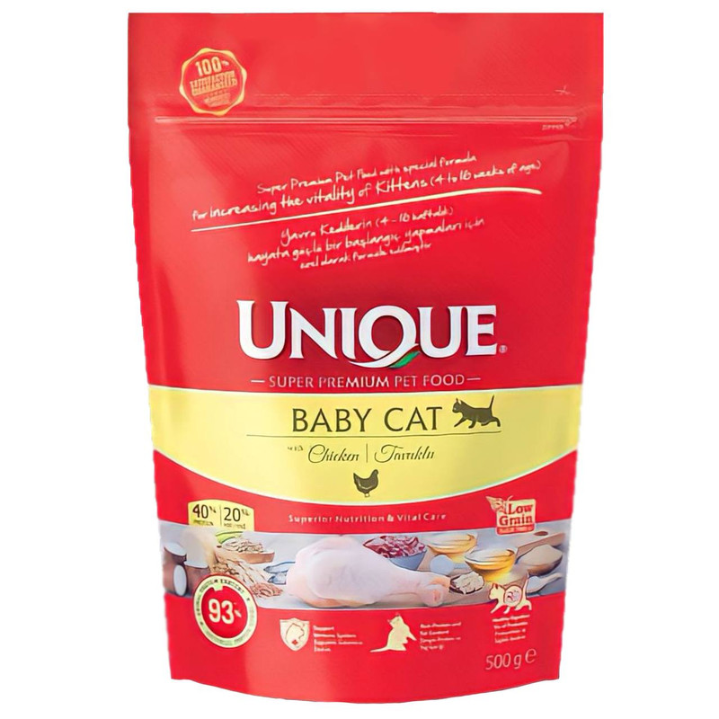خرید و قیمت غذای بچه گربه یونیک مدل بیبی کت با طعم مرغ وزن 500 گرم