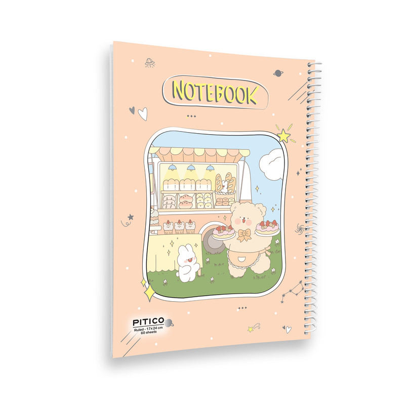 خرید و قیمت دفتر مشق 60 برگ پیتیکو مدل مجلد طرح خرس شیرینی فروش کد 362