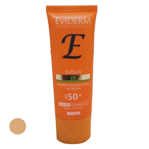 کرم ضد آفتاب رنگی اویدرم SPF50 مدل Evisun مناسب پوست های چرب حجم 40 میلی لیتر