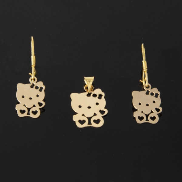 خرید و قیمت نیم ست طلا 18 عیار دخترانه مدل عروسک خرسی