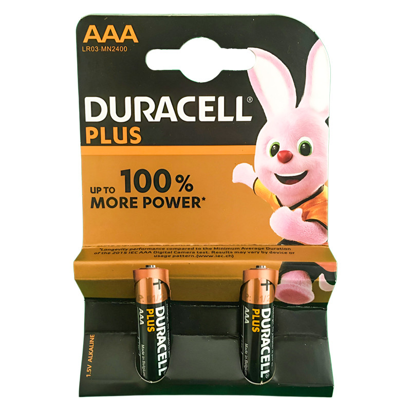 باتری نیم قلمی دوراسل مدل 100%more power بسته دو عدد