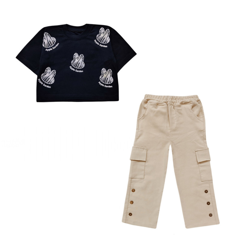 ست نیم تنه و شلوار دخترانه مدل 1 Rabbit