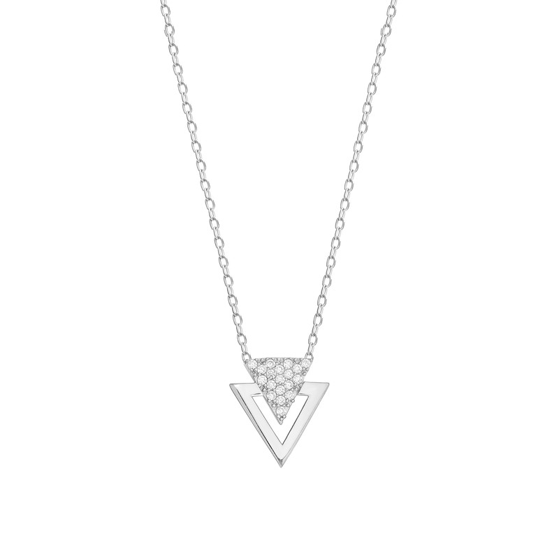 گردنبند طلا 18 عیار زنانه ماوی گالری مدل مثلث ساده و نگین