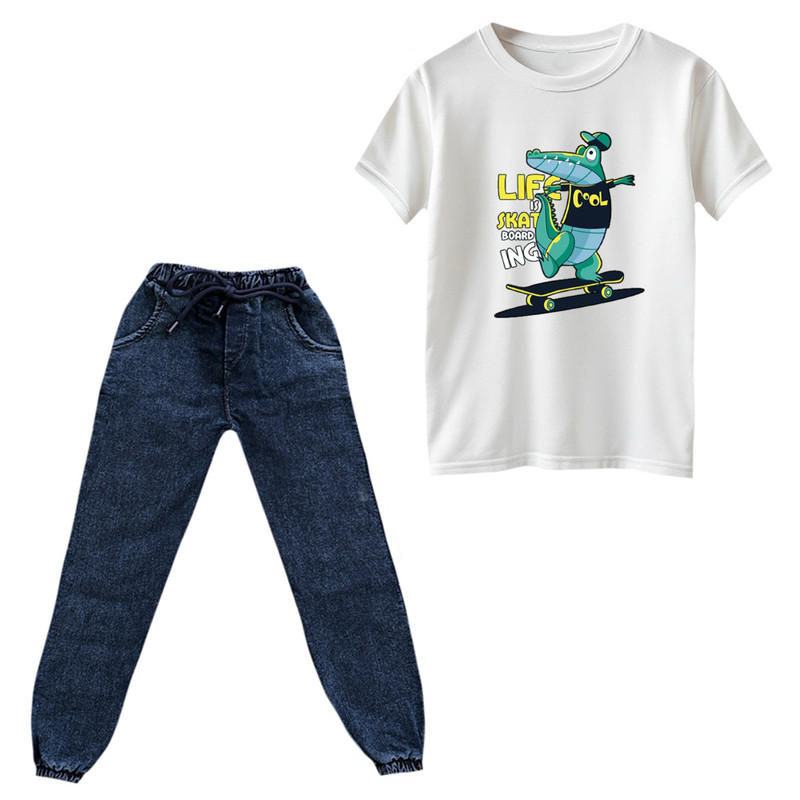 ست تیشرت و شلوار دخترانه مدل تمساح