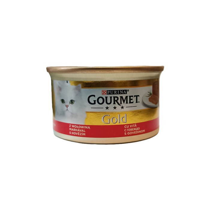 کنسرو گربه گورمت مدل گوشت گاو وزن 85 گرم