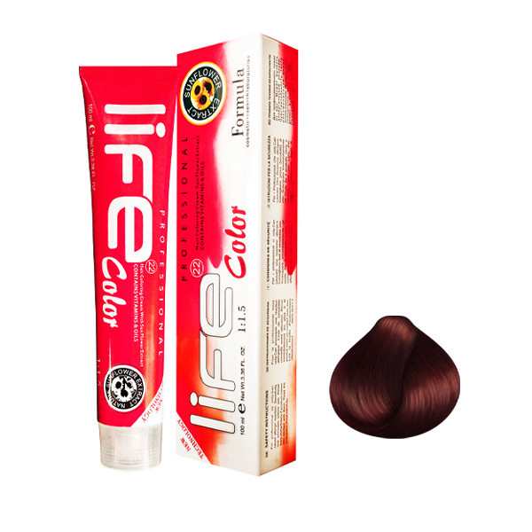 رنگ مو لایف شماره 4.68 حجم 100 میلی لیتر رنگ قهوه ای ماهاگونی