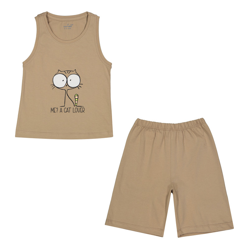 ست تاپ و شلوارک دخترانه ناربن مدل سارا رنگ کرم