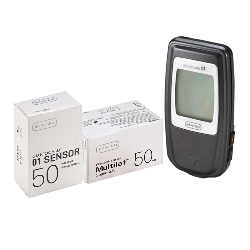 خرید و قیمت دستگاه تست قند خون آرکری مدل GLUCOCARD-01 به همراه یک بسته نوار تست50 عددی و یک بسته سوزن 50 عددی