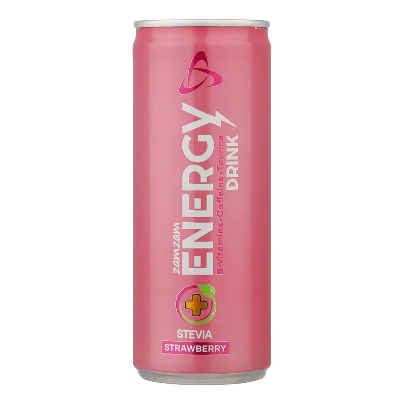 خرید و قیمت نوشابه گازدار انرژی زا با طعم توت فرنگی زمزم - 250 میلی لیتر