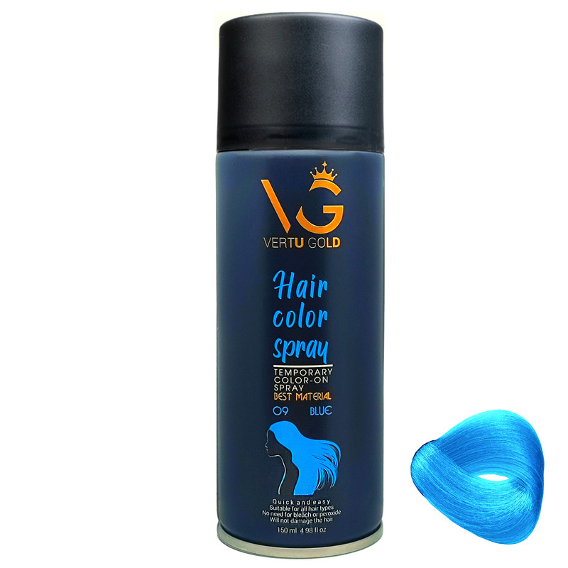 اسپری رنگ مو ورتوگلد مدل Blue 09 شماره 09 حجم 150 میلی لیتر رنگ آبی