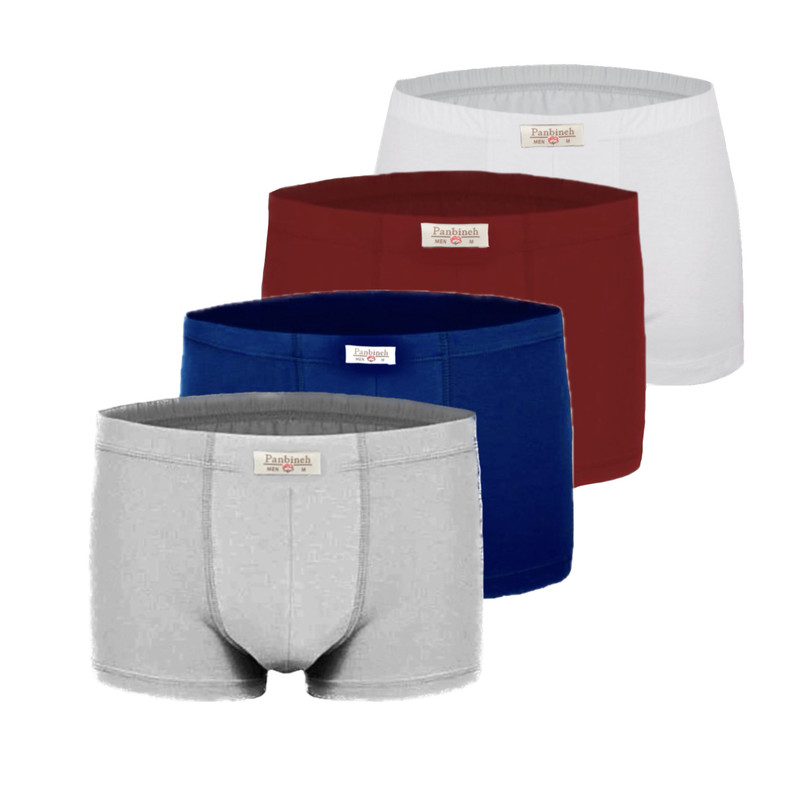 شورت مردانه پنبینه مدل نیم پا دمپا نواری نخ پنبه خالص صادراتی مجموعه 4 عددی