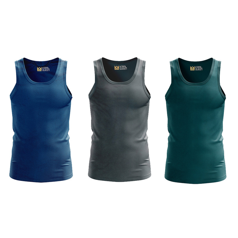 خرید و قیمت رکابی مردانه کرال کوئین مدل نخ پنبه بسته 3 عددی