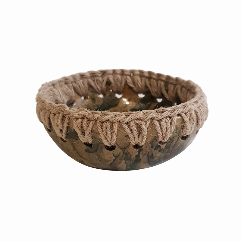 کاسه سفالی مدل قلاببافی کد 007