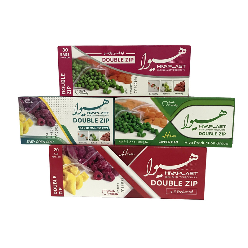 کیسه زیپ دار هیوا مدل دابل زیپ بسته 140 عددی