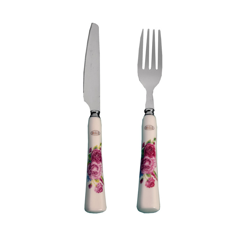 خرید و قیمت سرویس کارد و چنگال 12 پارچه ام.جی.اس طرح گل سرخ