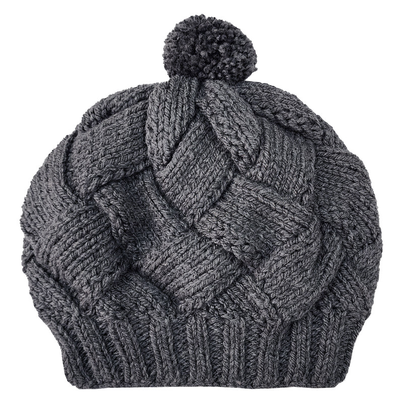 کلاه بافتنی زنانه مدل شطرنجی كد ZHT06-DGR