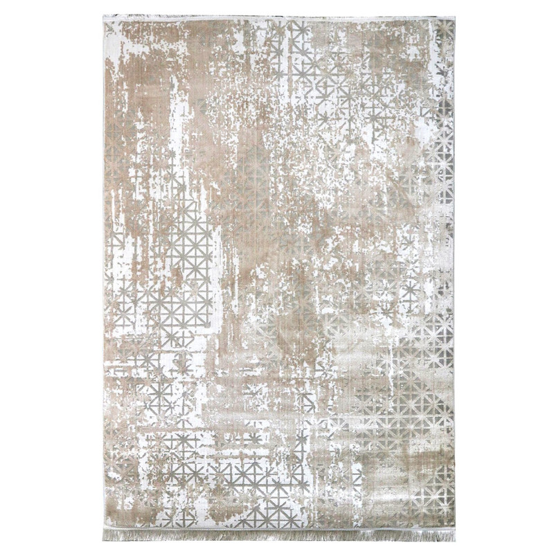 فرش ماشینی 700 شانه برند ابریشمی کرامتیان زمینه کرم مدل مدرن