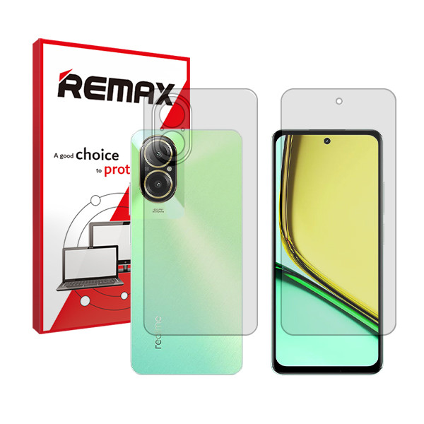 محافظ صفحه نمایش شفاف ریمکس مدل HyGEL مناسب برای گوشی موبایل ریلمی C67 4G به همراه محافظ پشت گوشی