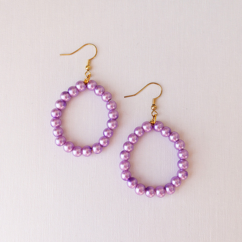 گوشواره دست ساز زنانه مدل پاستلی مروارید کد 70